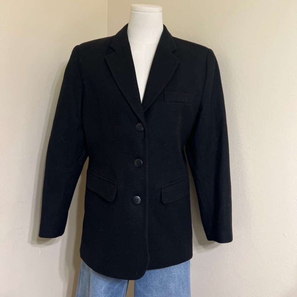 Norton McNaughton Petite Black Wool Blazer Jacket 10P Three Button Professional